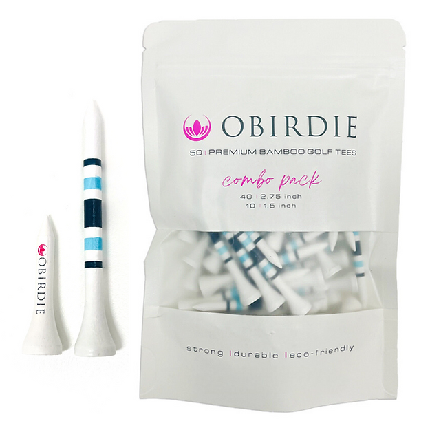 Striped Bamboo Golf Tees Combo Pack – Eco-Friendly 1.5" & 2.75" | Obirdie Golf