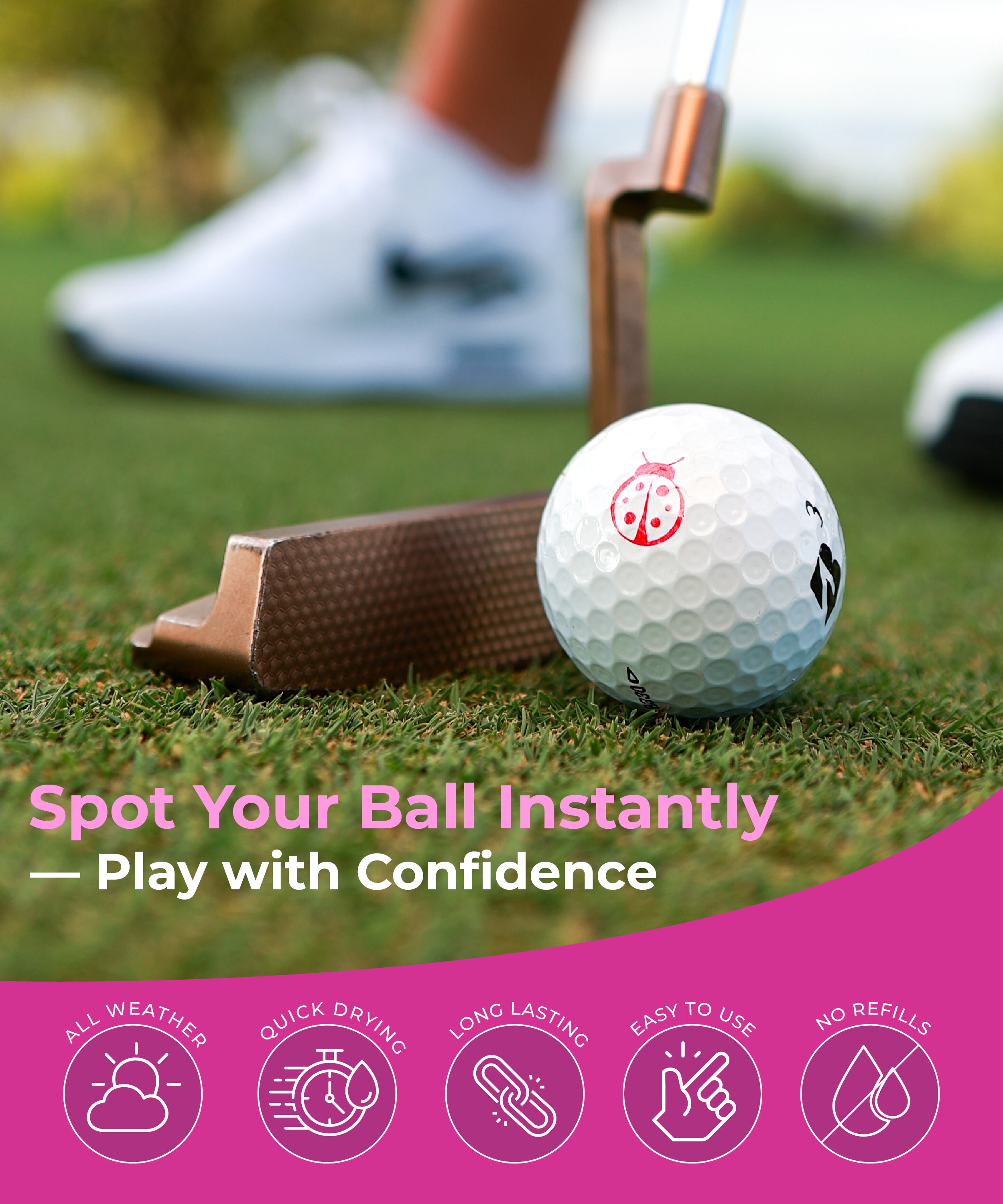 Personalized Golf Ball Stamp for Women β Ladybug