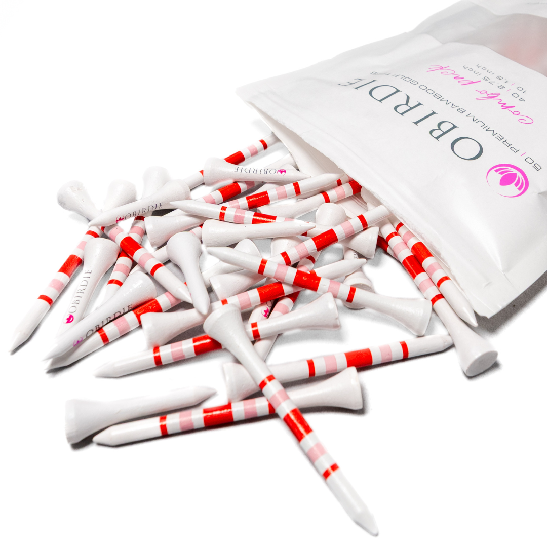 Striped Bamboo Golf Tees Combo Pack – Sweet Spot (Red/Pink)