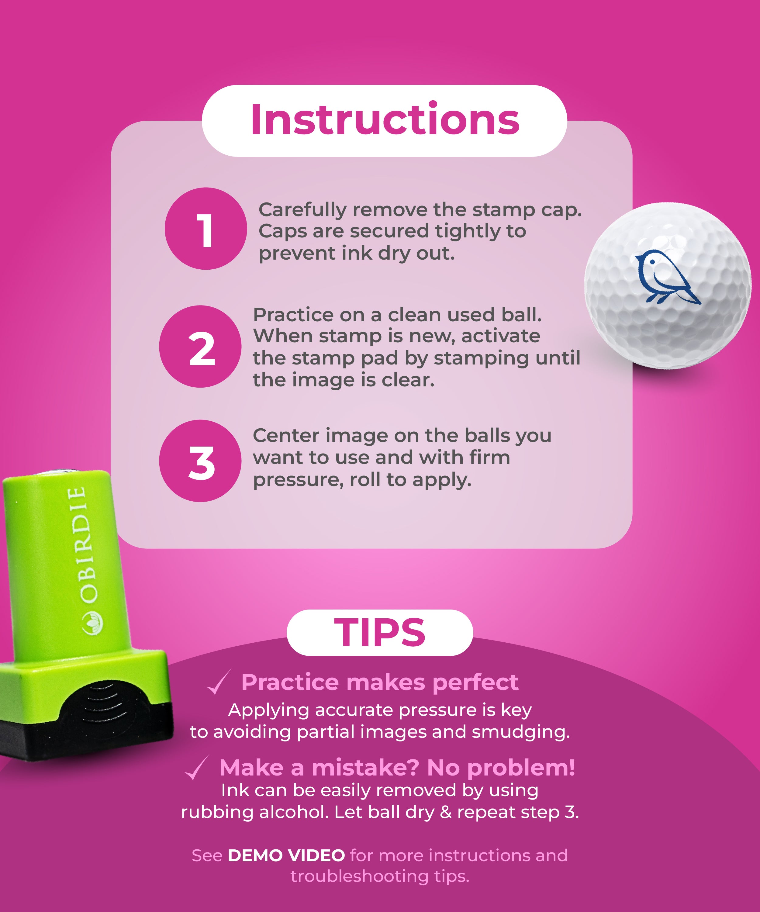 Personalized Golf Ball Stamp for Women – Permanent & Stylish | Obirdie Golf