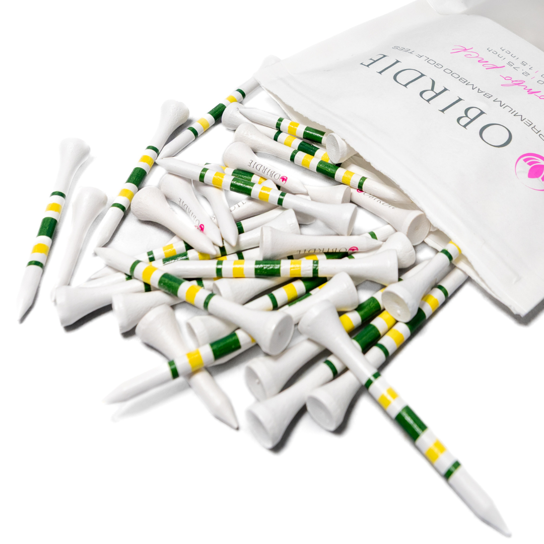 Striped Bamboo Golf Tees Combo Pack – Eco-Friendly 1.5" & 2.75" | Obirdie Golf