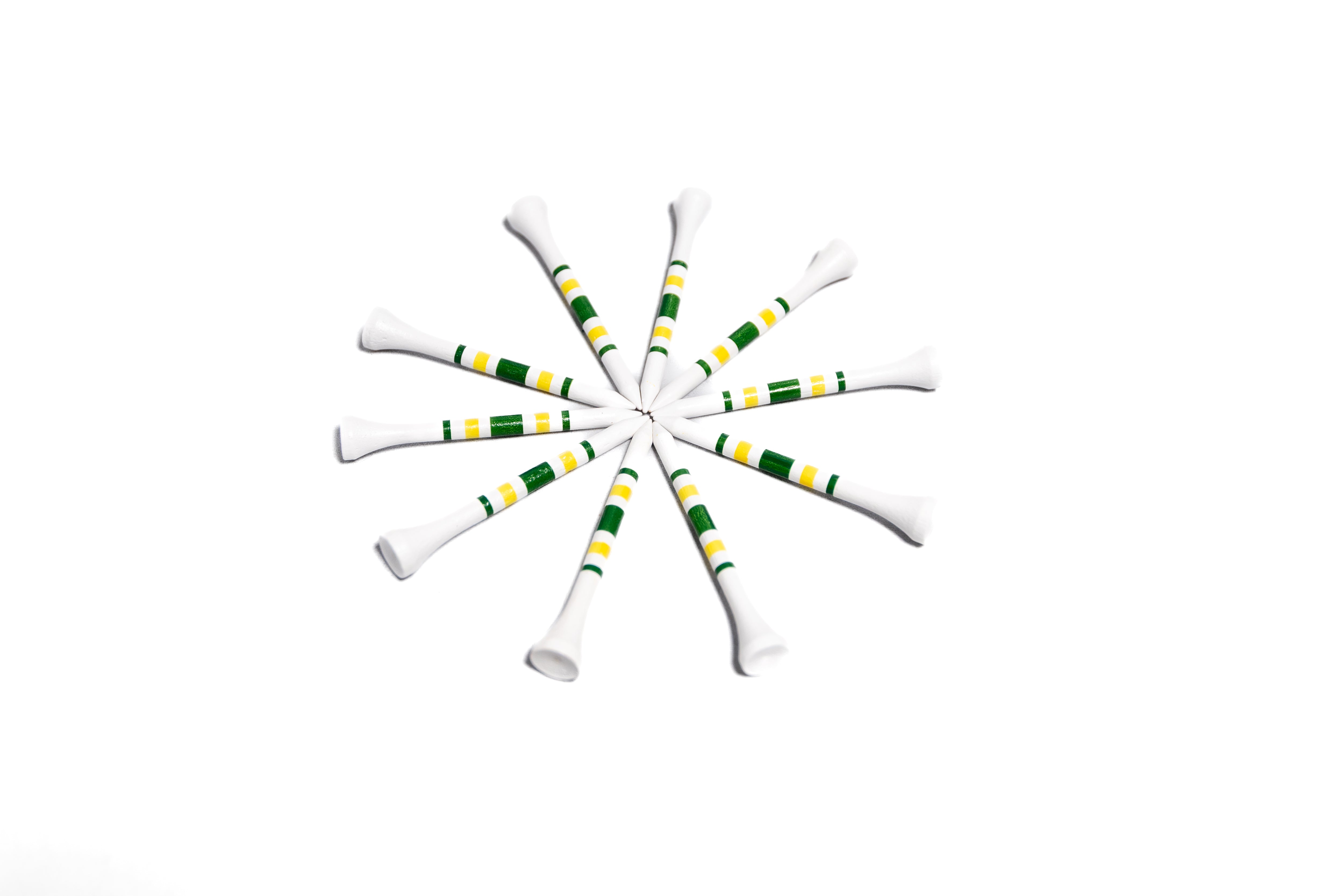 Striped Bamboo Golf Tees Combo Pack – Green Light (Green/Yellow)