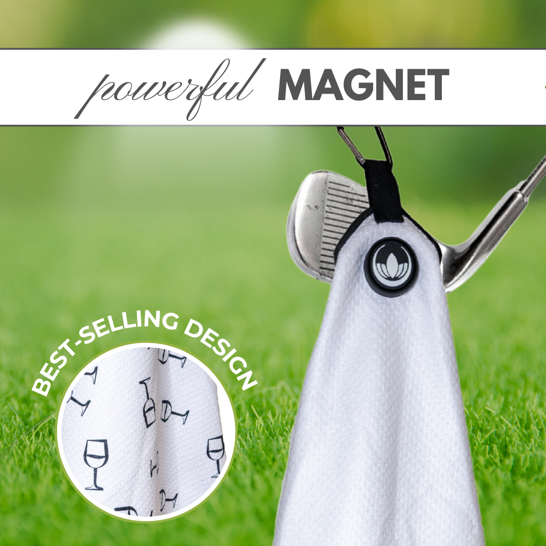 *NEW* Magnetic Golf Towel for Women – Wine Glass